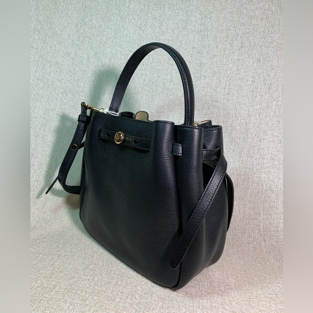 NEW Tory Burch Romy Black Bucket Bag/Satchel/Shoulder/Crossbody/Drawstring Tote - Picture 3 of 13